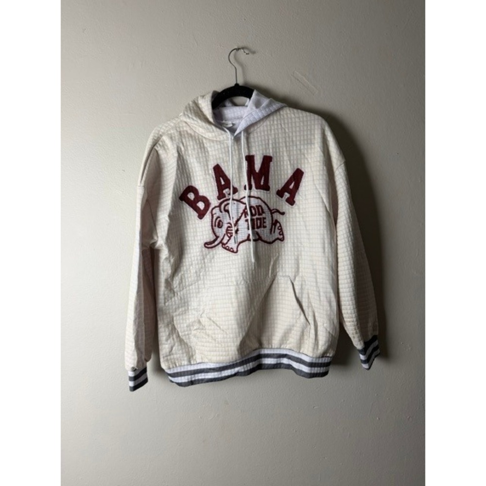 Alabama Crimson Tide Bama Roll Tide Quilted Waffle Hoodie Cream Small